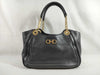 Salvatore Ferragamo Gancini Leather Black Chain Handbag