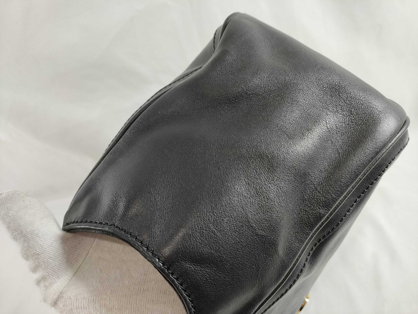 Salvatore Ferragamo Gancini Leather Black Chain Handbag