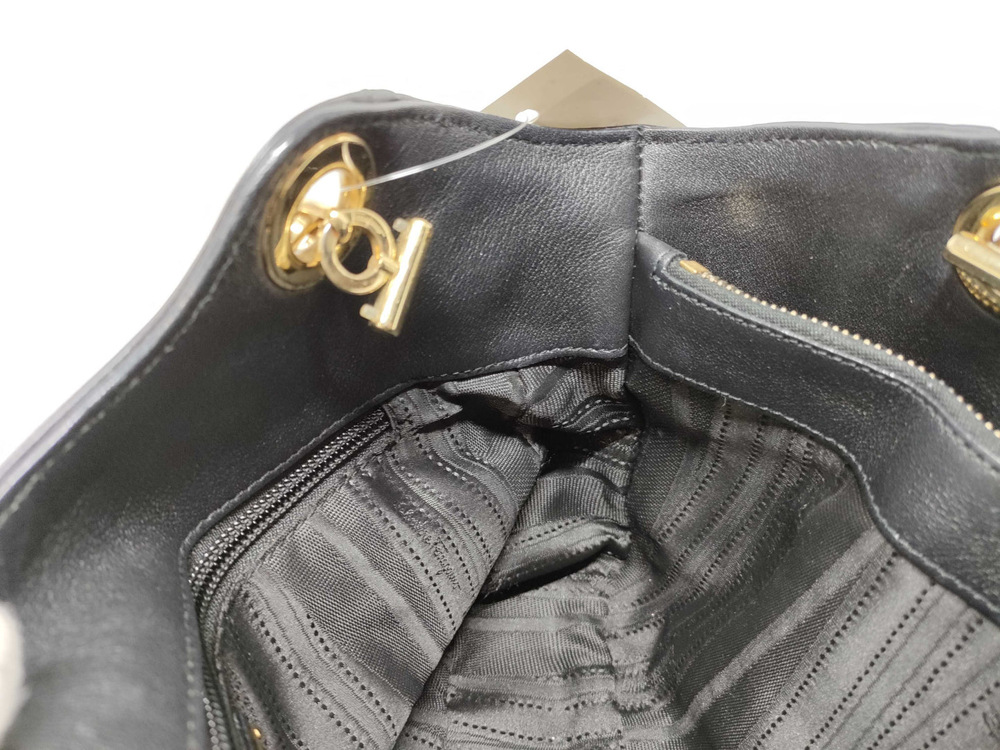 Salvatore Ferragamo Gancini Leather Black Chain Handbag