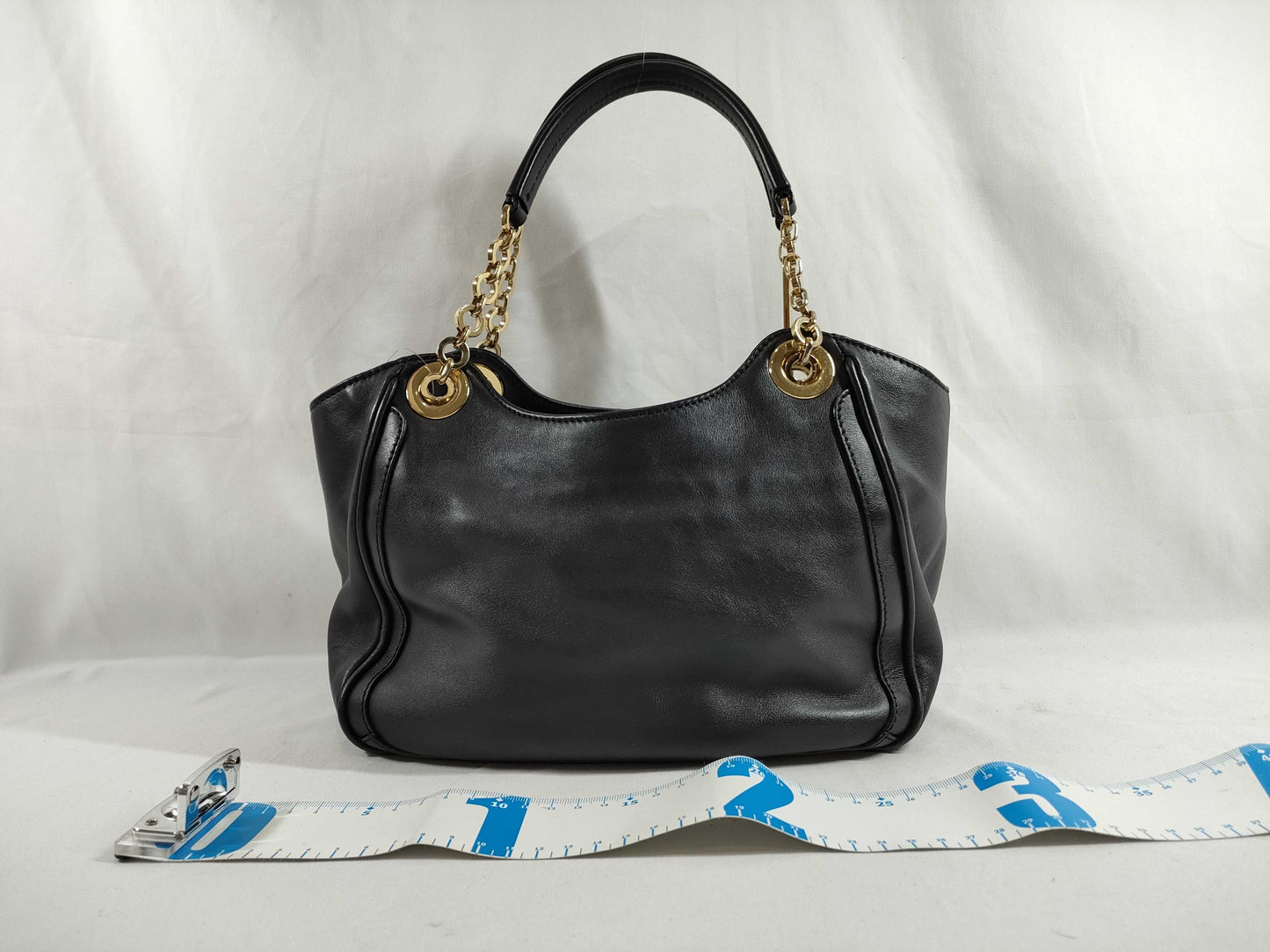Salvatore Ferragamo Gancini Leather Black Chain Handbag