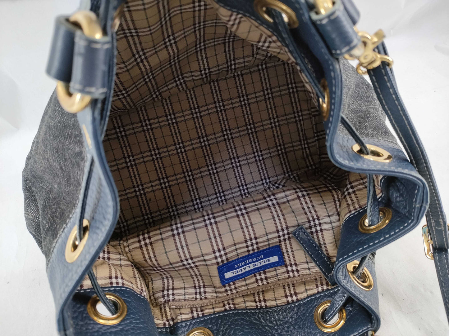 BURBERRY Blue Label Denim Nova Check Handbag