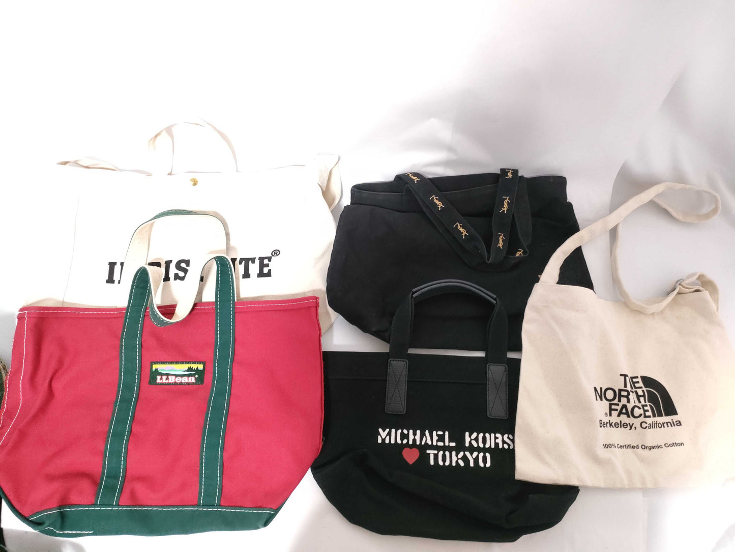 Yves Saint Laurent, LL Bean, Michael Kors, etc., canvas tote bag set