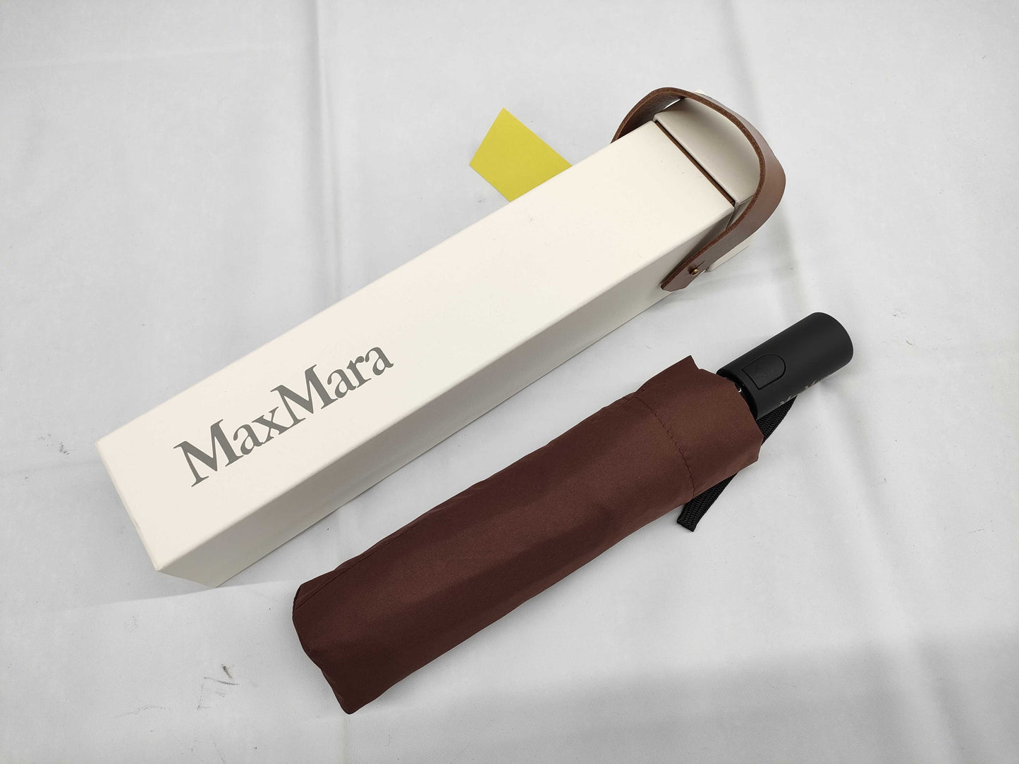 MaxMara One-Touch Folding Umbrella with Logo, Brown/Beige, Umbrella