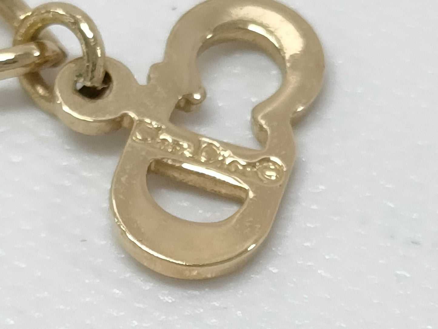 Dior Christian Dior CD logo rhinestone gold necklace