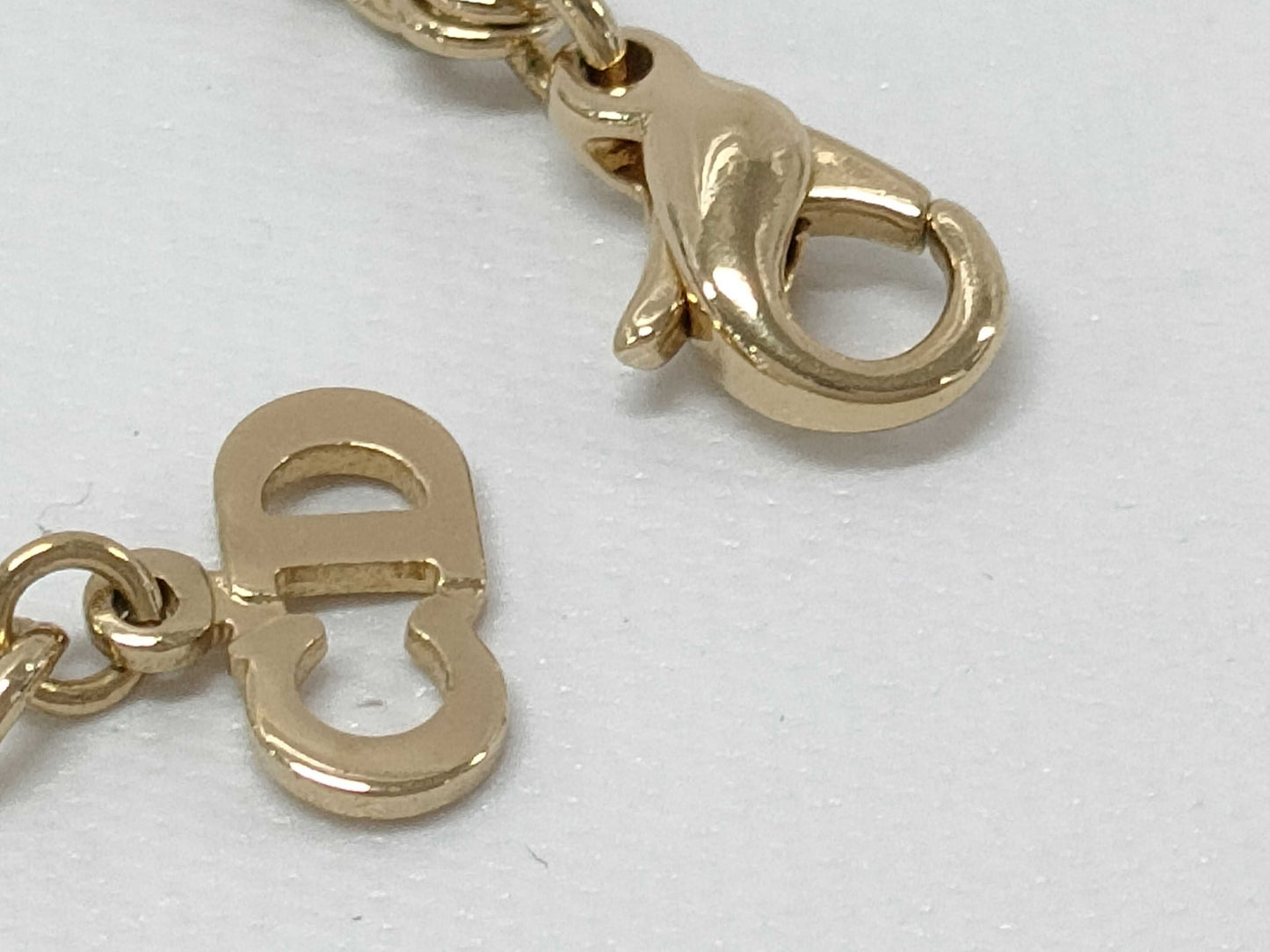 Dior Christian Dior CD logo rhinestone gold necklace