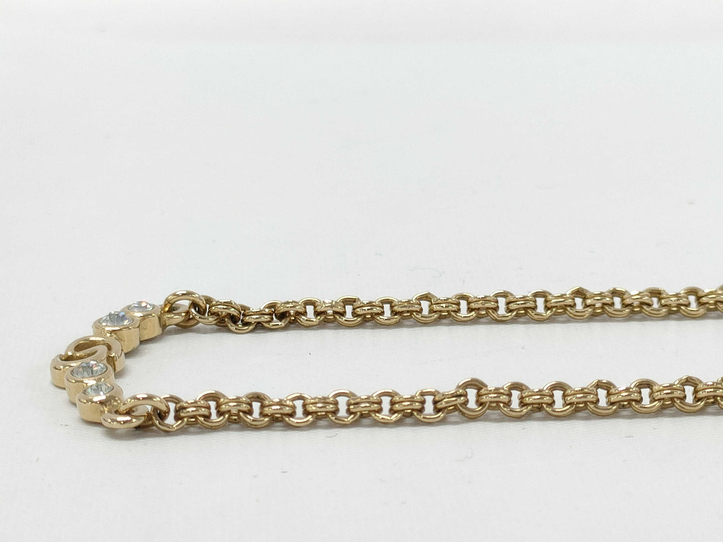 Dior Christian Dior CD logo rhinestone gold necklace