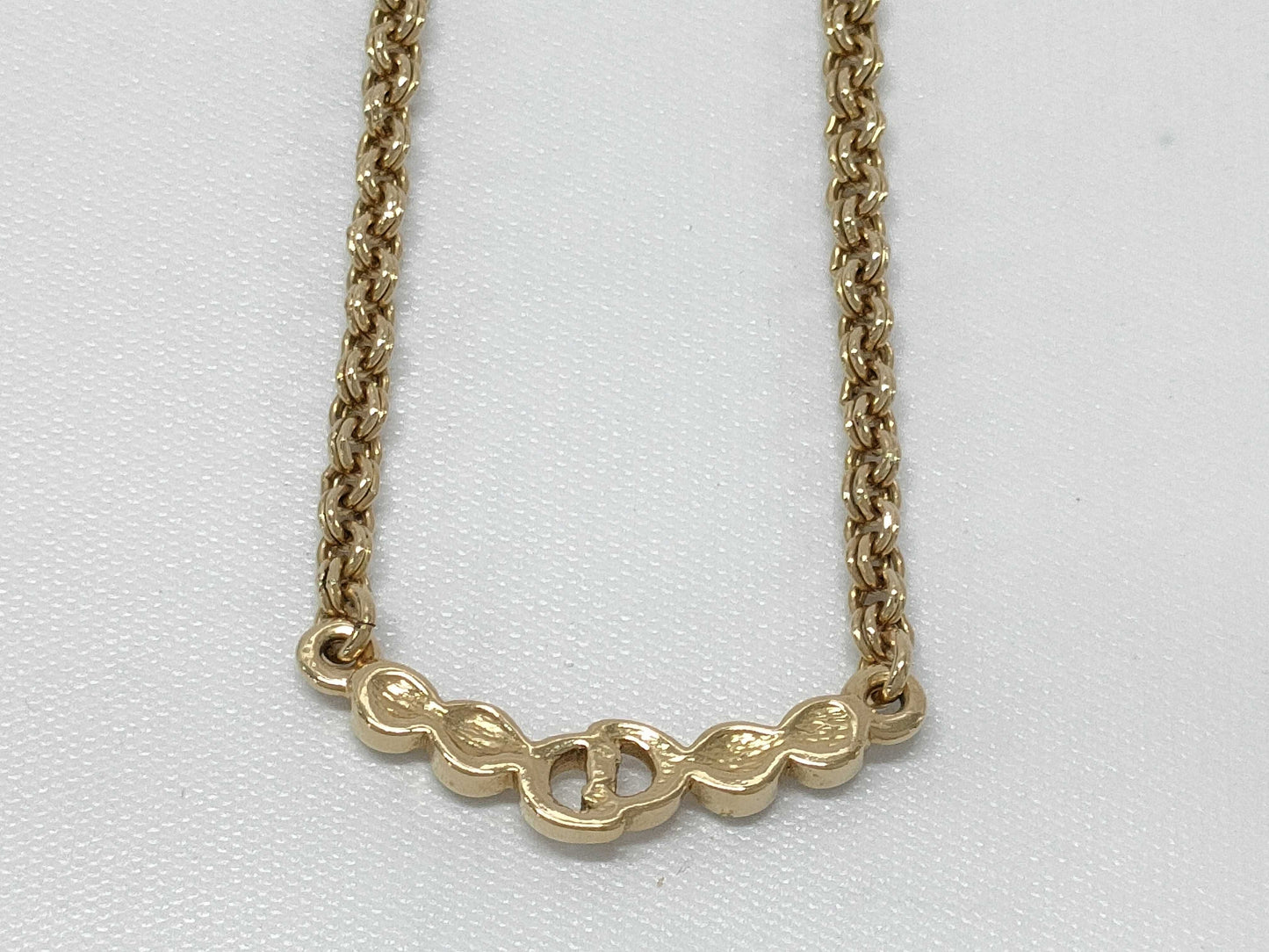 Dior Christian Dior CD logo rhinestone gold necklace