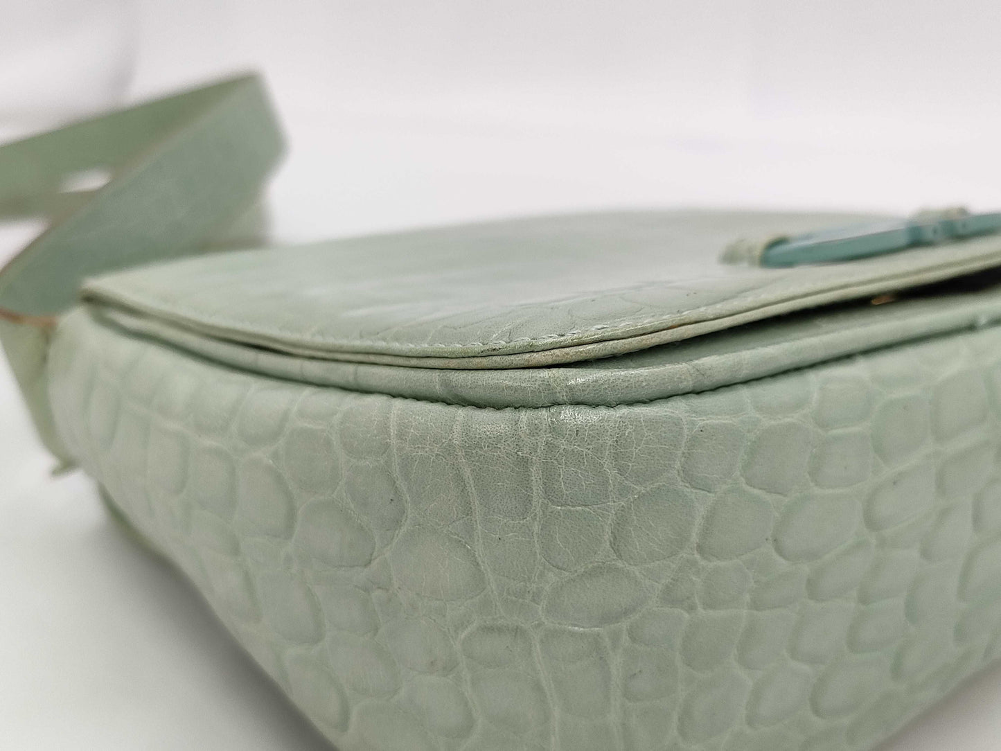 Salvatore Ferragamo Gancini Embossed/Green Shoulder Bag