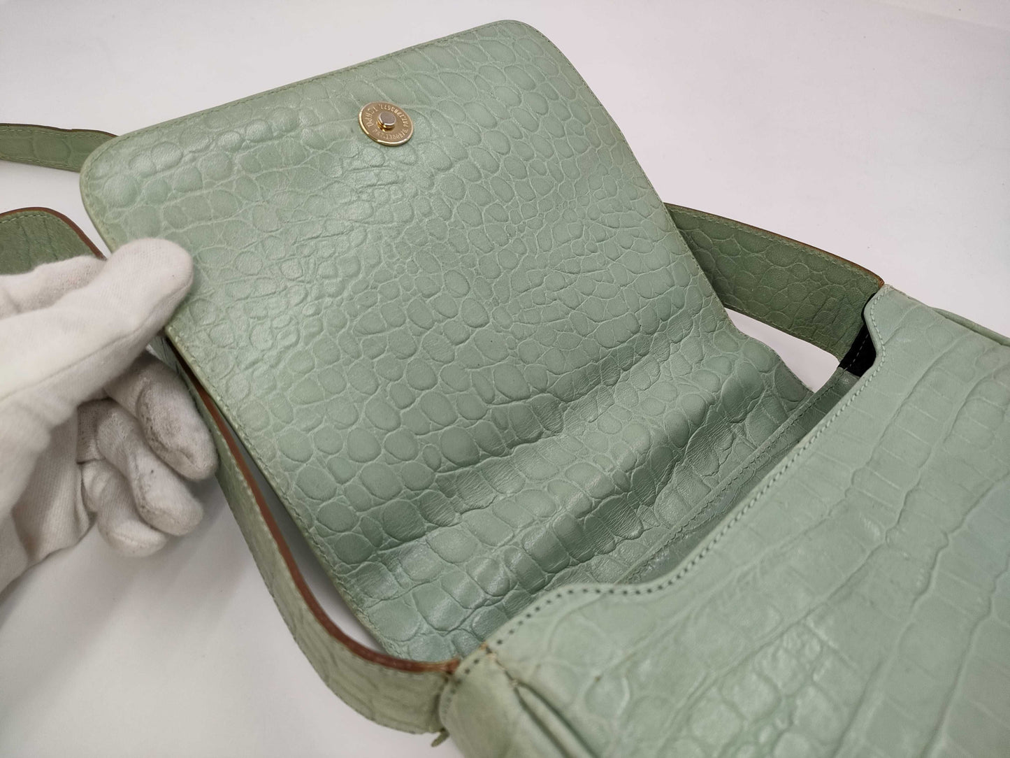 Salvatore Ferragamo Gancini Embossed/Green Shoulder Bag