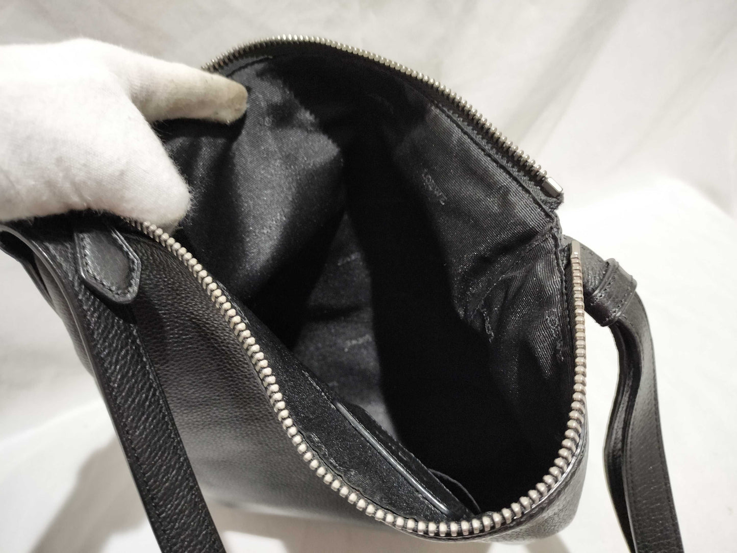 LOEWE Tiara Logo Leather Shoulder Bag Black Shoulder Bag