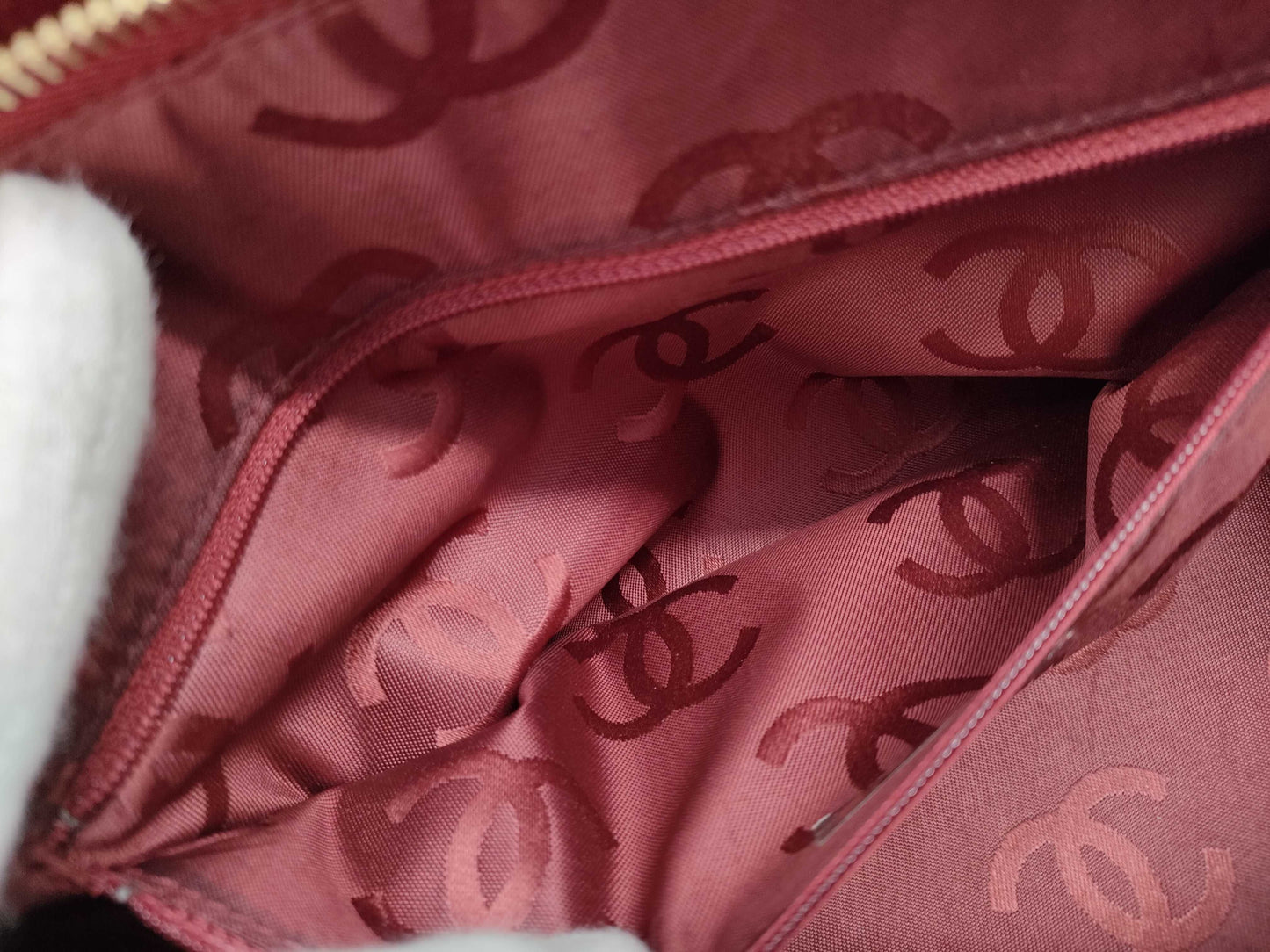 CHANEL Caviar Skin Coco Mark Chain Tote Bag No. 8 Red Handbag