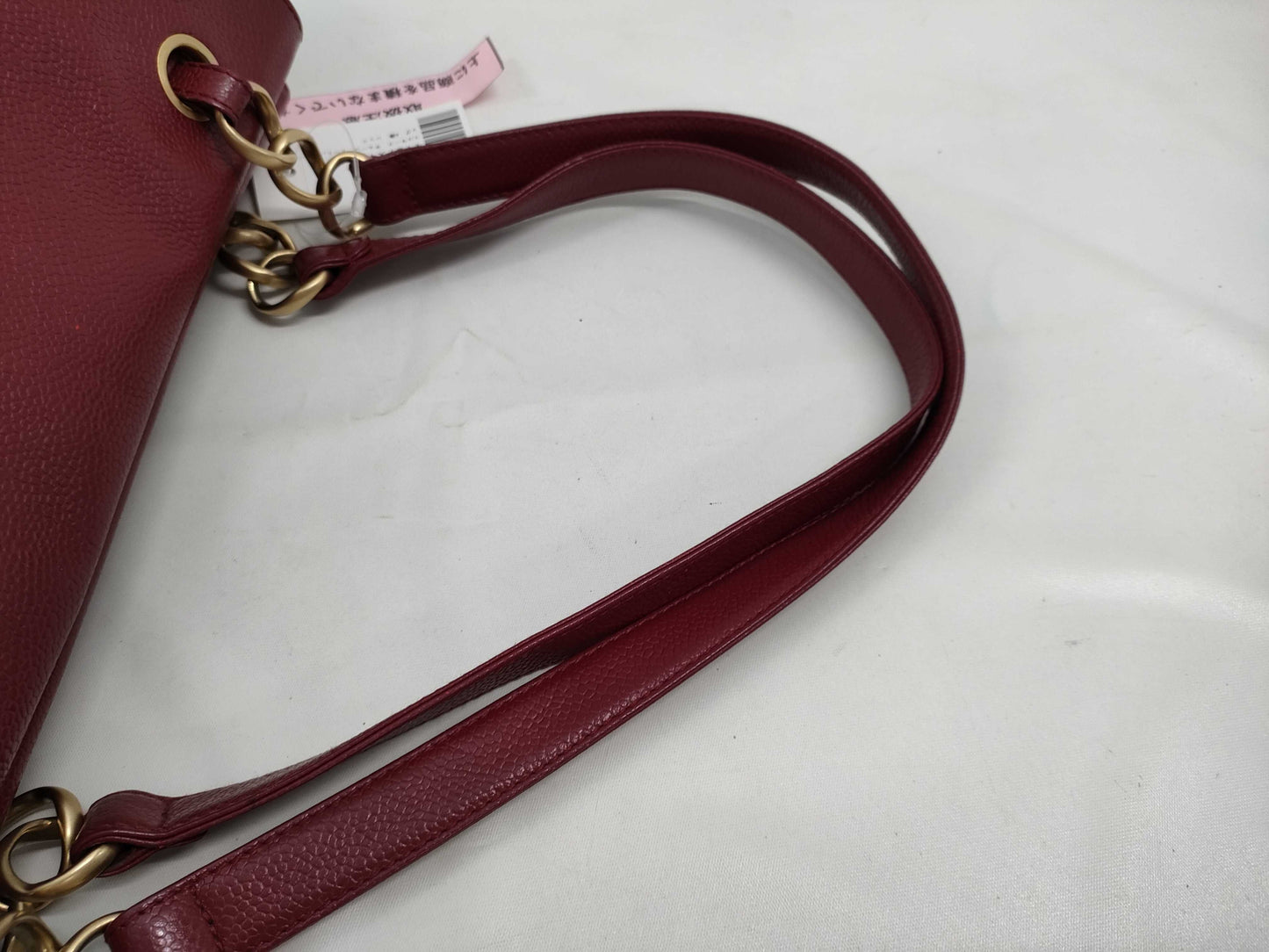 CHANEL Caviar Skin Coco Mark Chain Tote Bag No. 8 Red Handbag