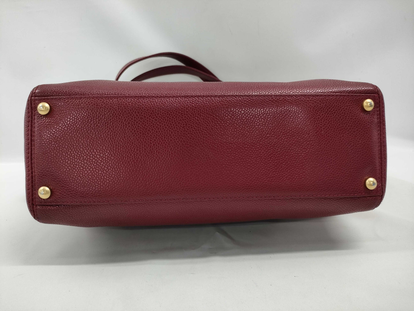 CHANEL Caviar Skin Coco Mark Chain Tote Bag No. 8 Red Handbag