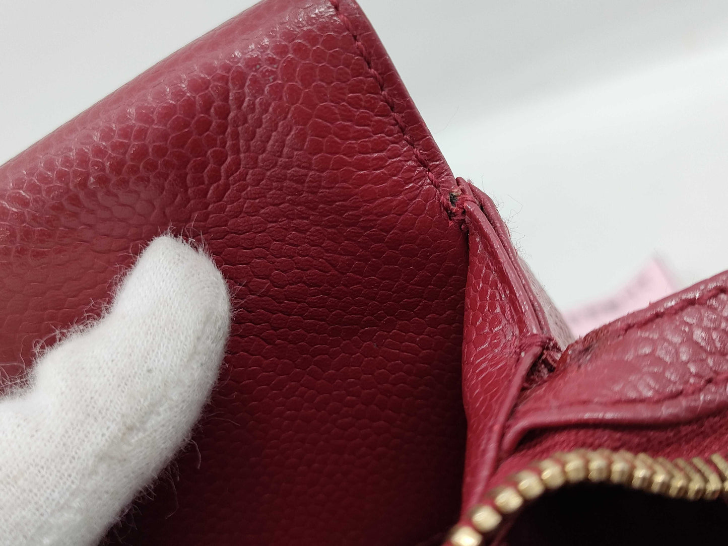 CHANEL Caviar Skin Coco Mark Chain Tote Bag No. 8 Red Handbag
