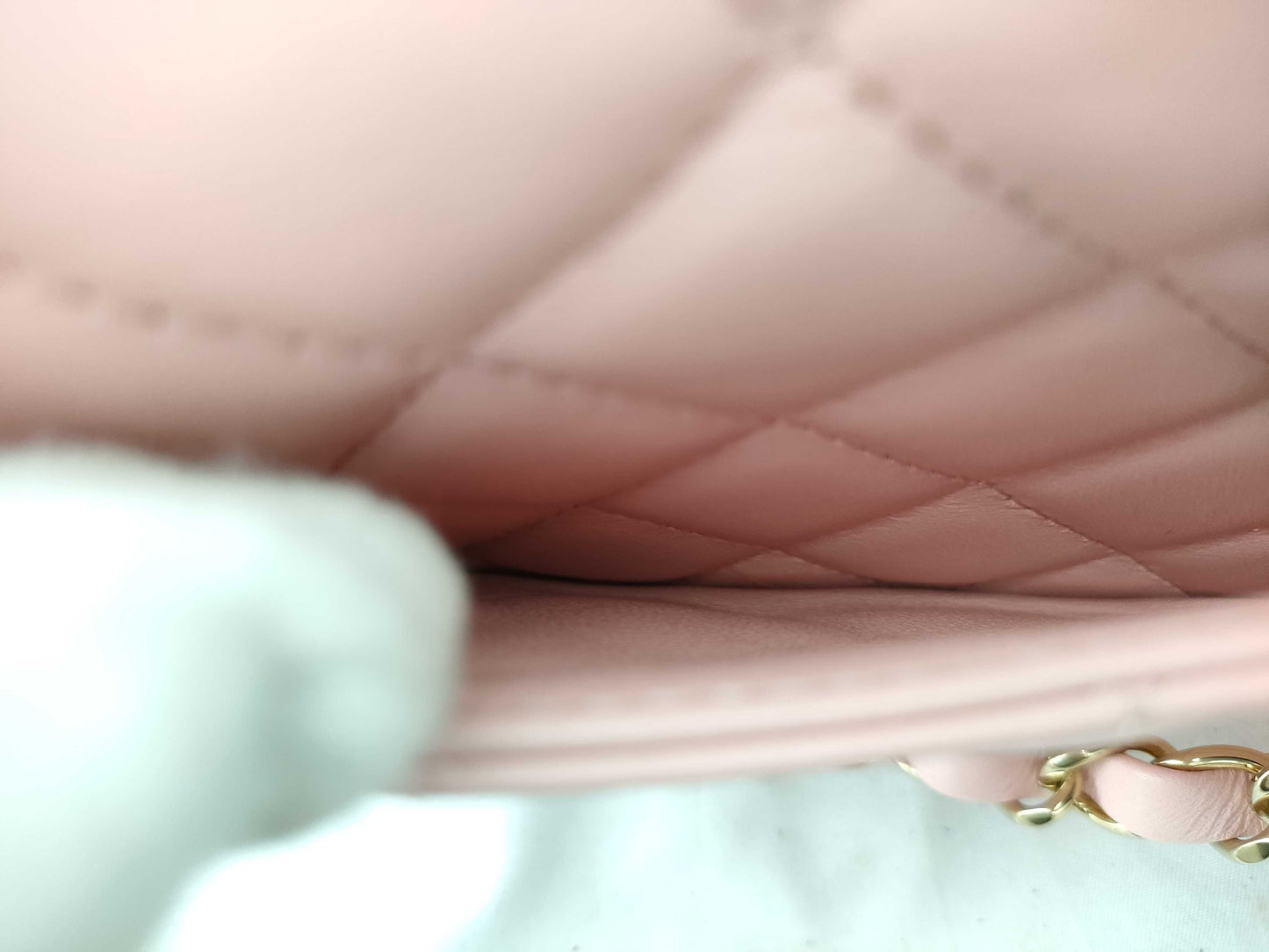 CHANEL Lambskin Single Mini Matelasse Chain Pink Shoulder Bag