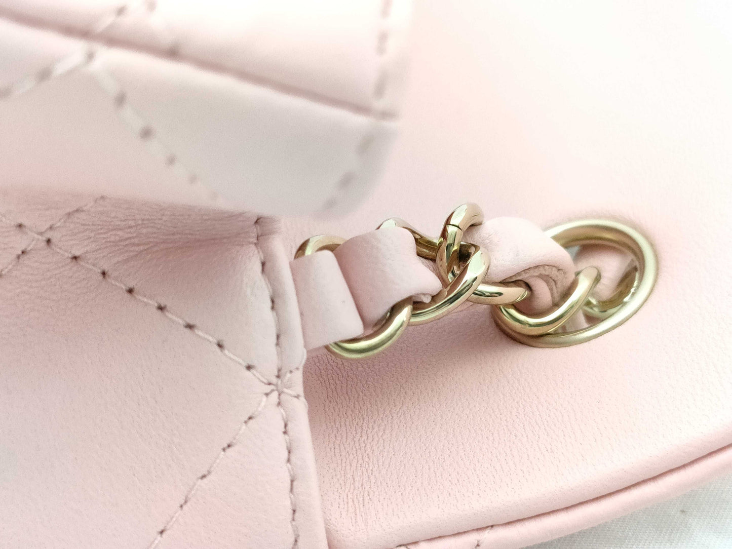 CHANEL Lambskin Single Mini Matelasse Chain Pink Shoulder Bag