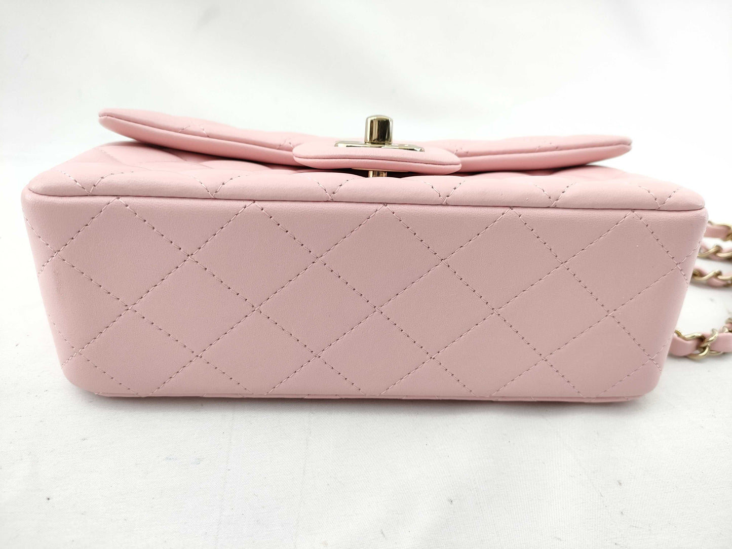 CHANEL Lambskin Single Mini Matelasse Chain Pink Shoulder Bag