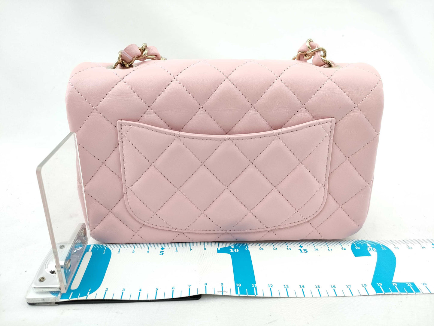 CHANEL Lambskin Single Mini Matelasse Chain Pink Shoulder Bag