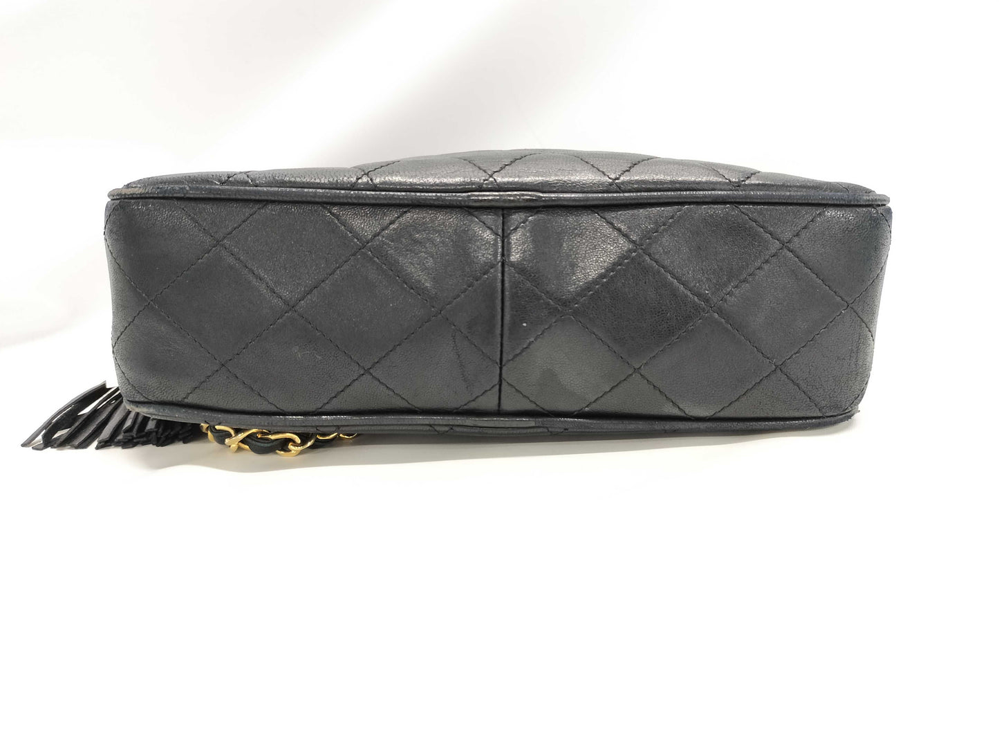 CHANEL Lambskin Chain Shoulder Matelasse Fringe Shoulder Bag