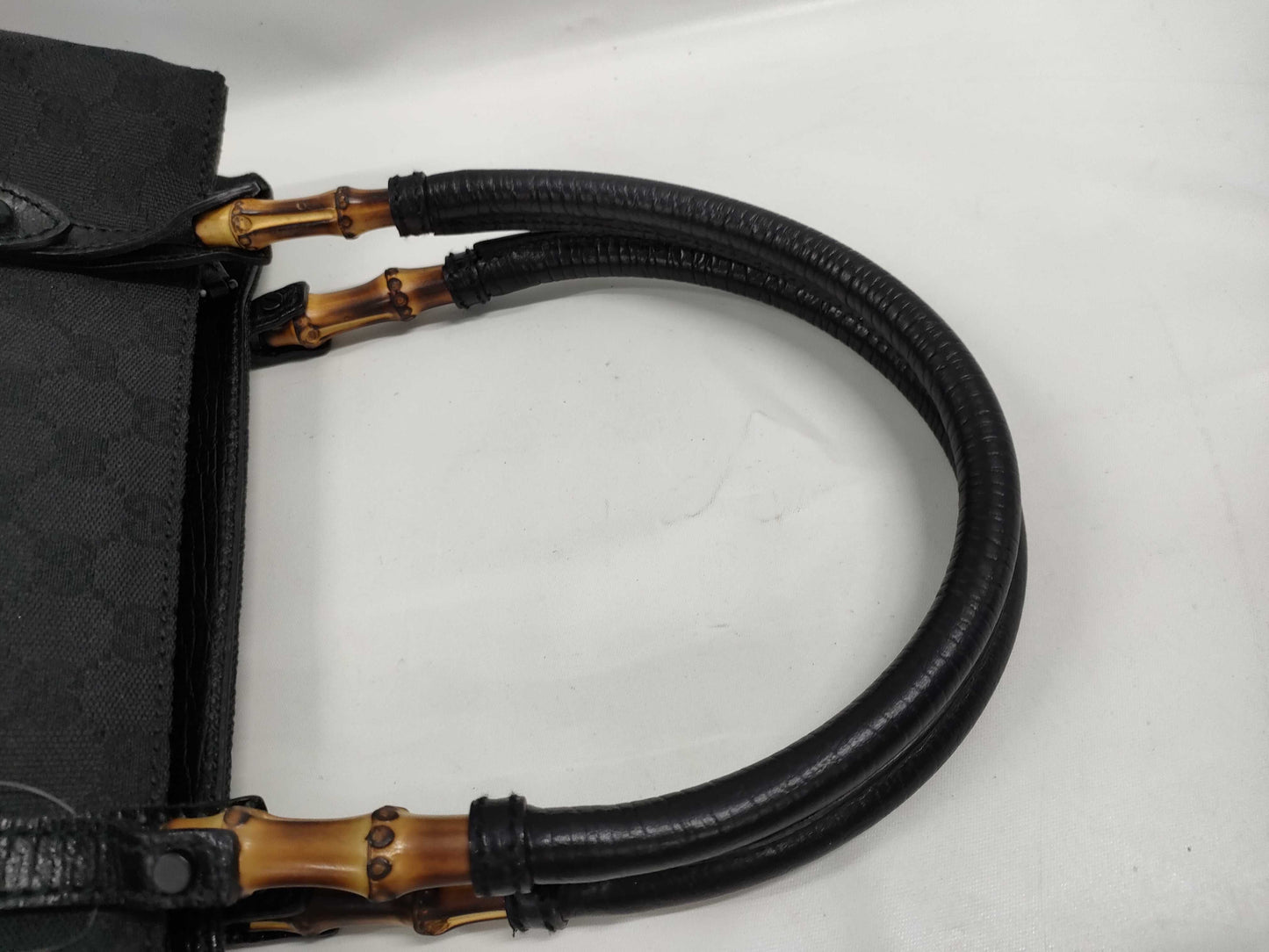 GUCCI Bamboo GG Canvas 112526 Handbag