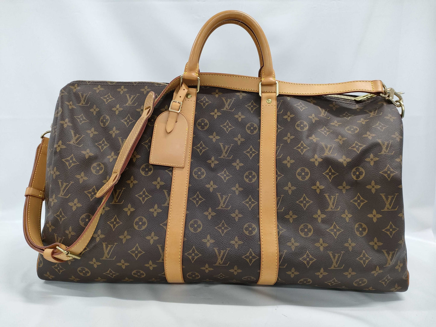 LOUIS VUITTON Monogram Keepall Bandouliere 55 Boston Bag