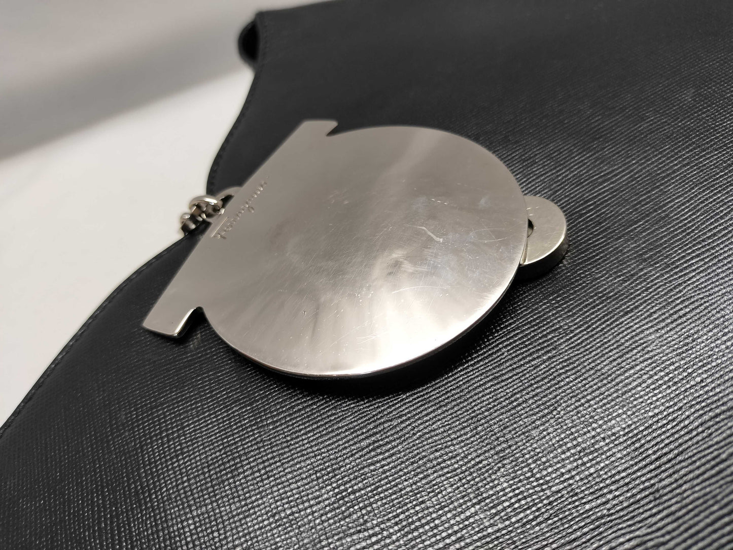 Salvatore Ferragamo Gancini Shoulder Bag with Silver Hardware
