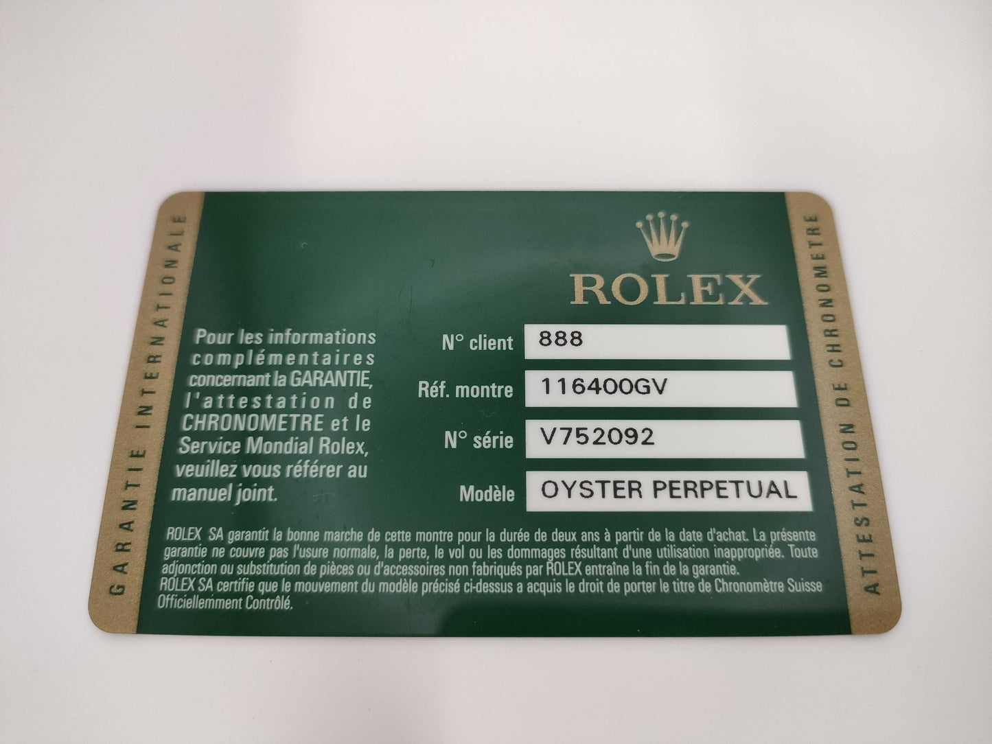 ROLEX 116400GV V752092 Black Dial Men's Watch