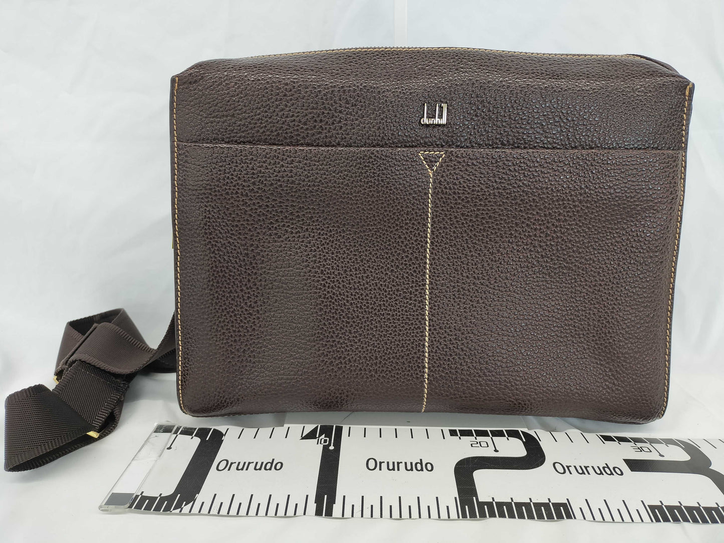 Dunhill Leather Shoulder Bag, Dark Brown