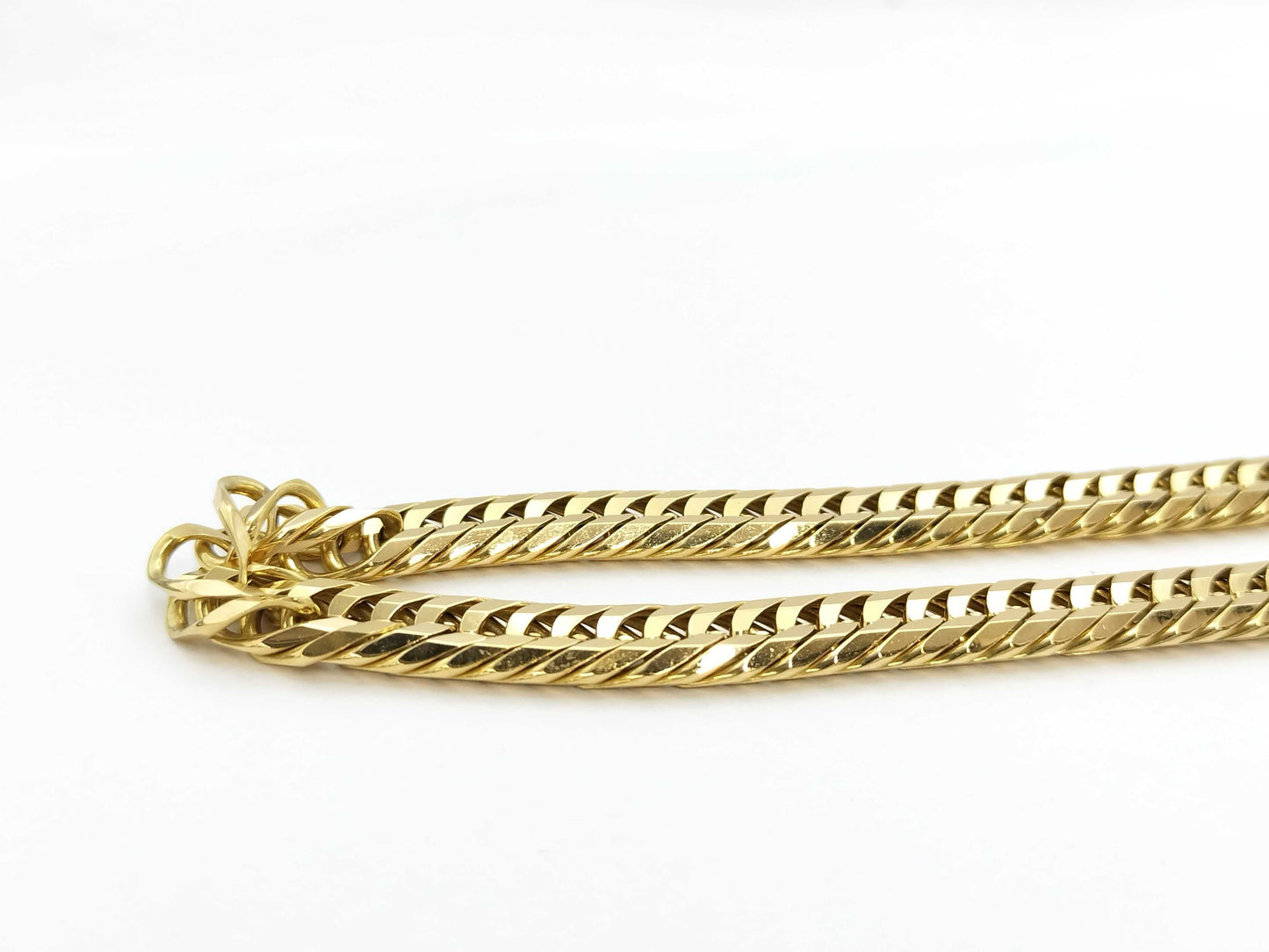 12-sided triple 18K gold chain necklace 100.3g