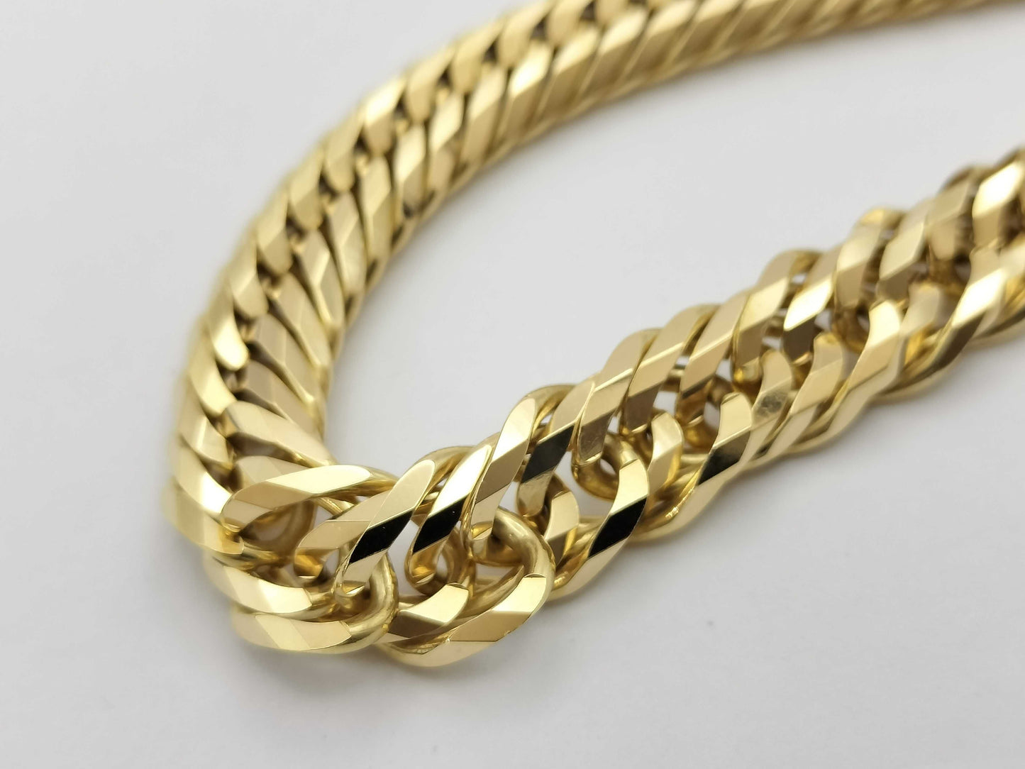 12-sided triple 18K gold chain necklace 100.3g