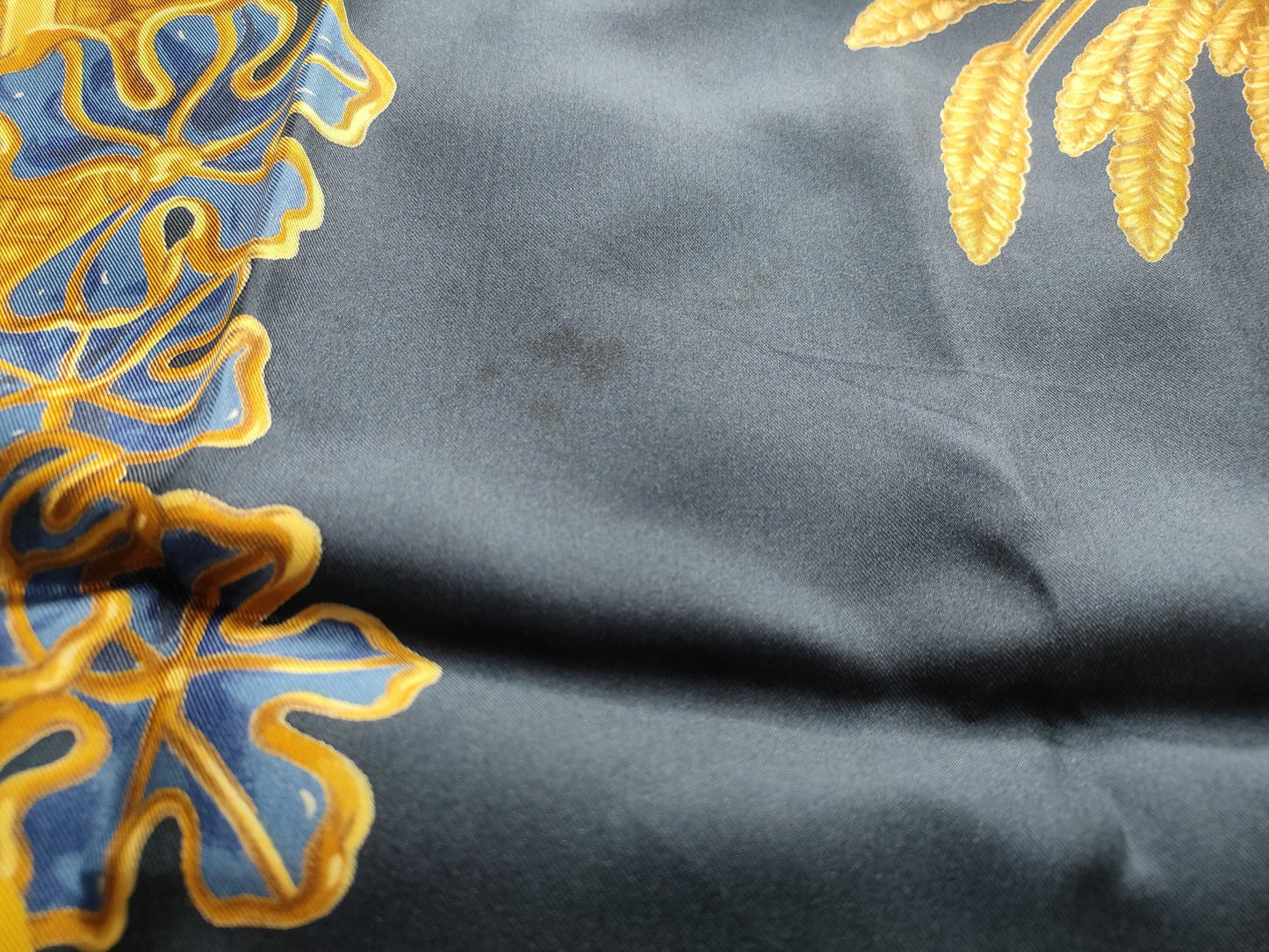 CHANEL Wheat/Floral Scarf with Stain