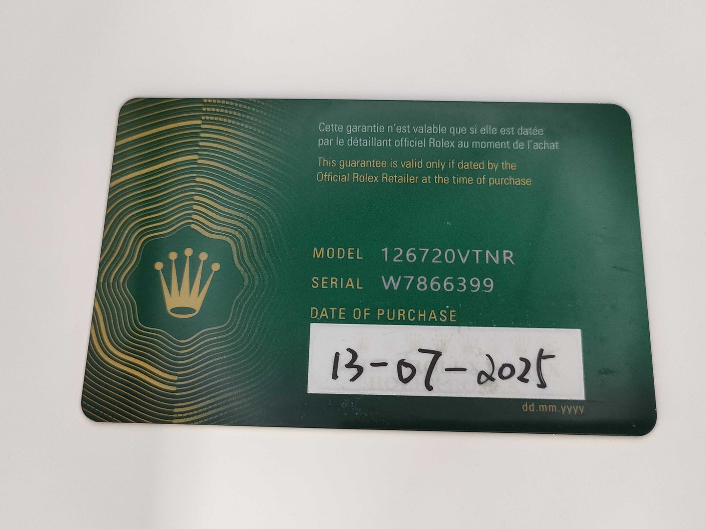 ROLEX 126720VTNR W7866399 Men's Watch