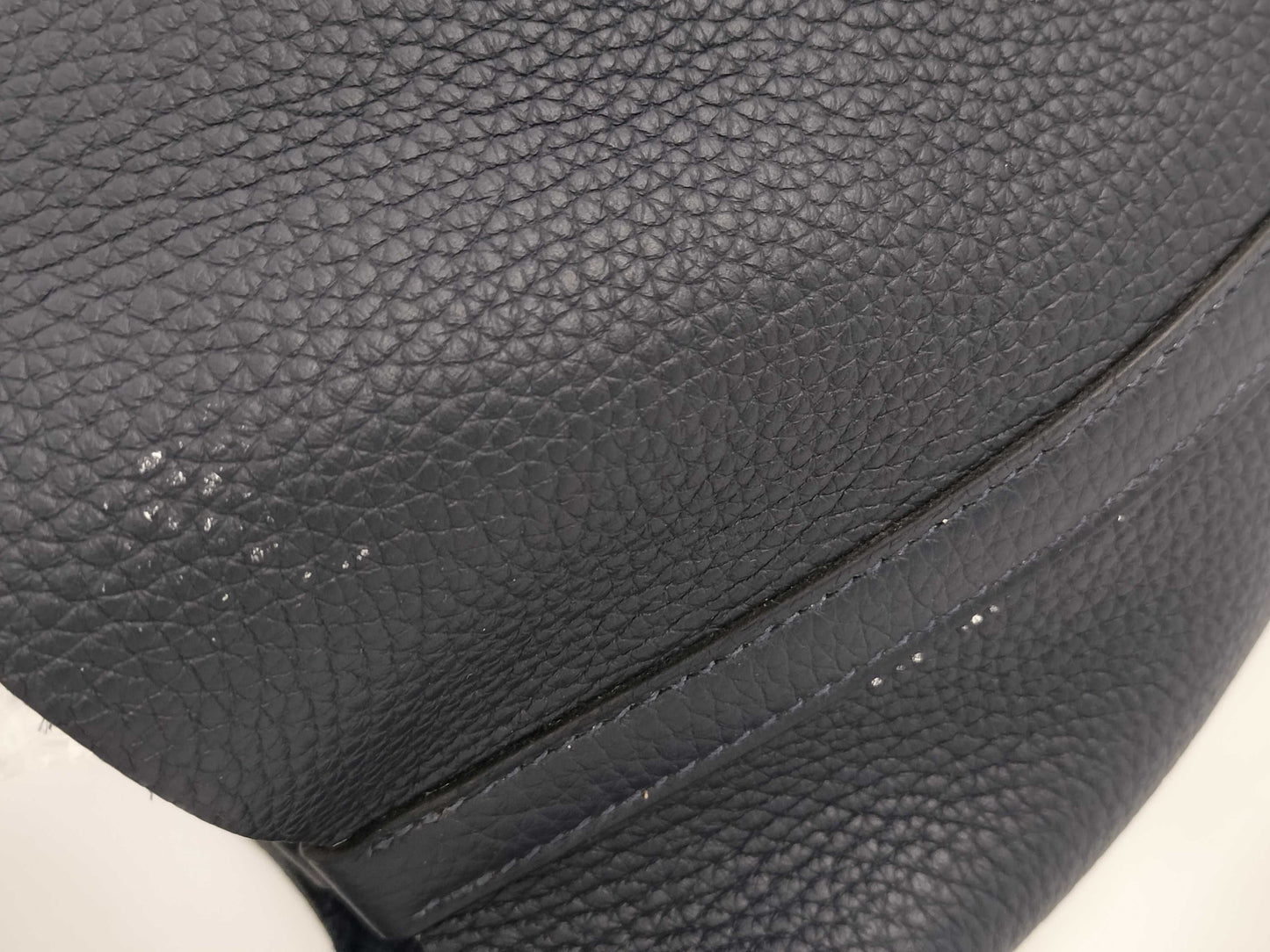 HERMES Picotin Taurillon Clemence Leather Handbag in Navy with Silver Hardware and Y Stamp