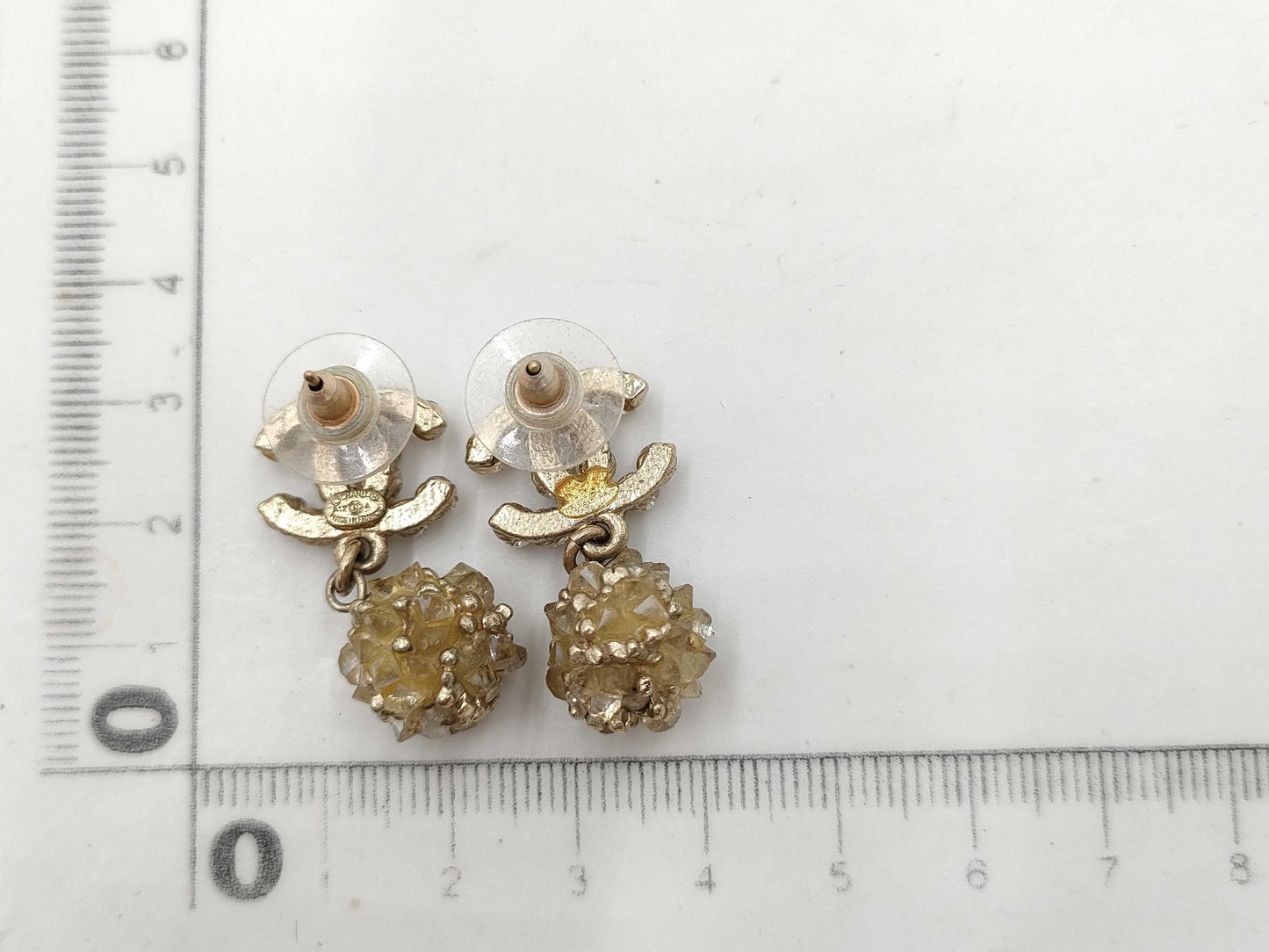 CHANEL A12A Coco Mark Rhinestone Swing Earrings