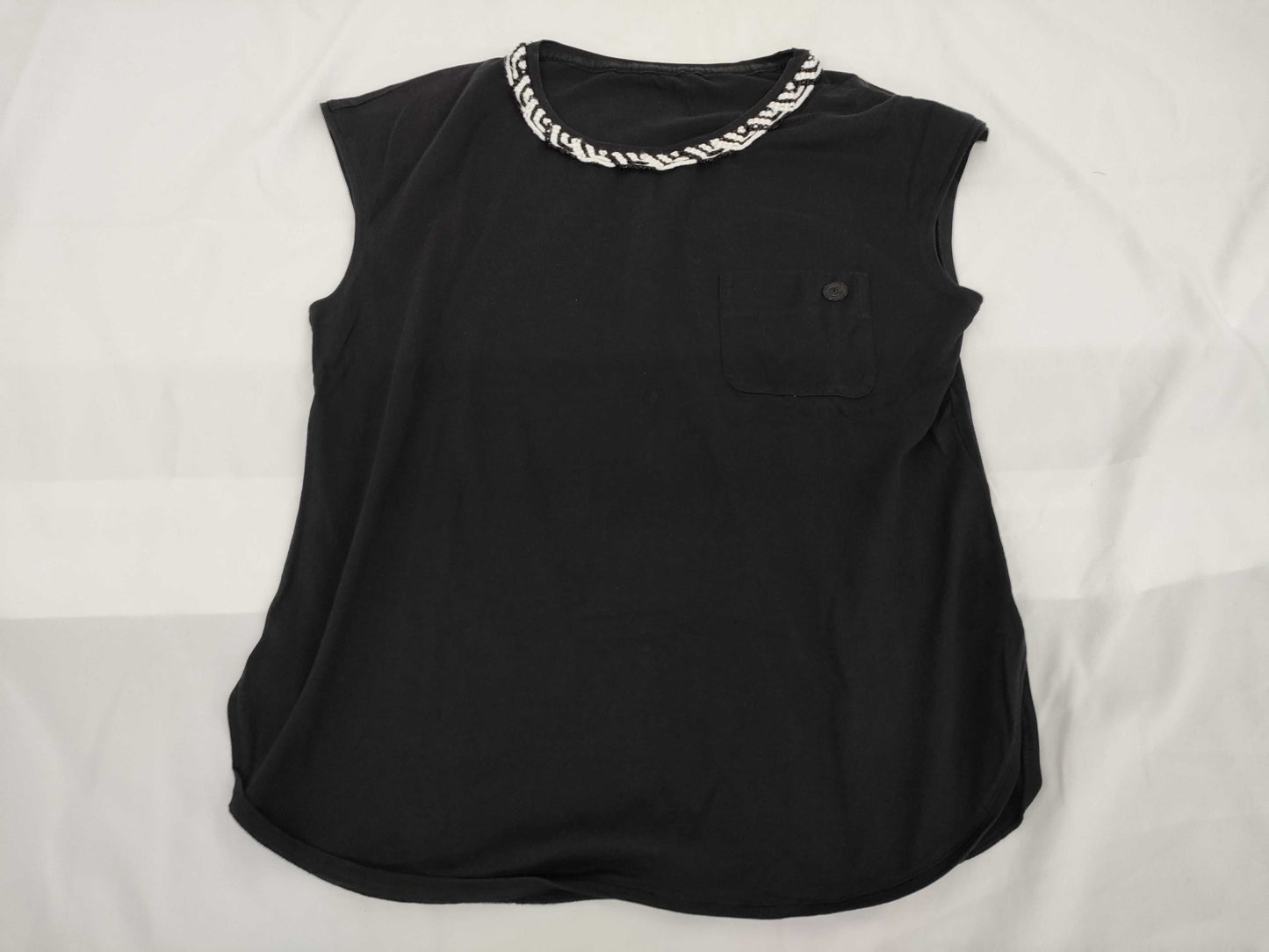 CHANEL Pocket Coco Button Black Sleeveless Top with Missing Tag Other Apparel