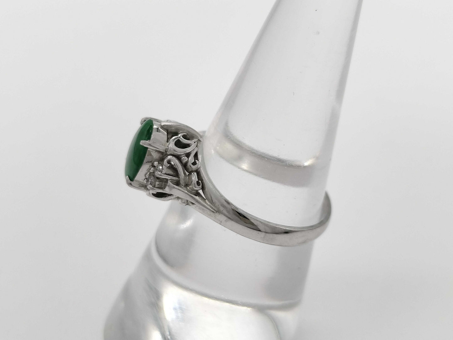 Jadeite D0.06ct PT900 5.0g Ring