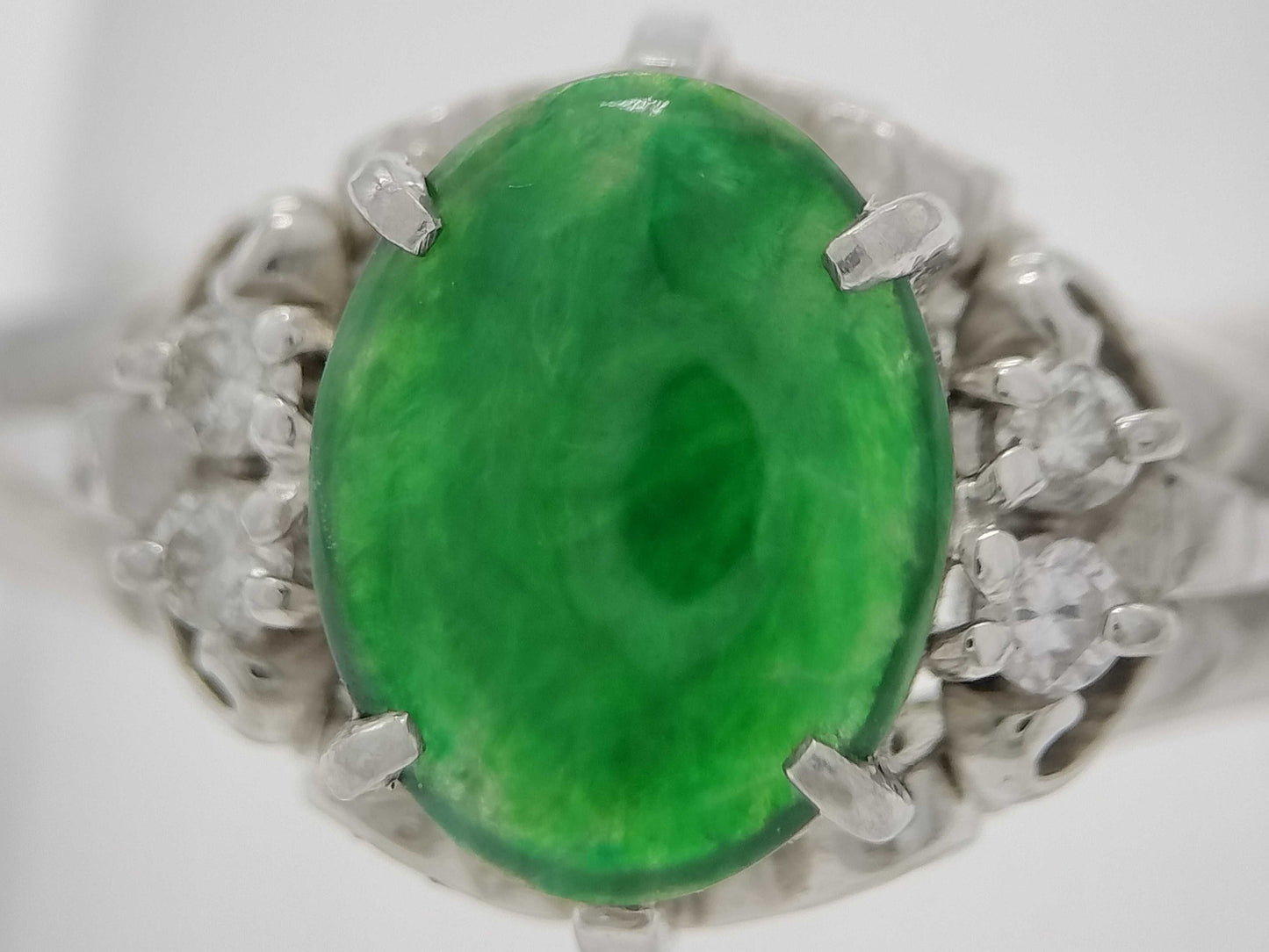 Jadeite D0.06ct PT900 5.0g Ring