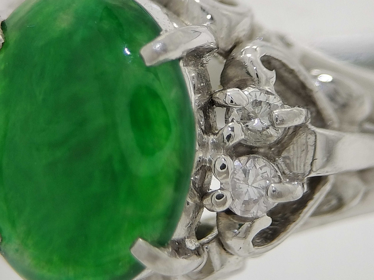 Jadeite D0.06ct PT900 5.0g Ring