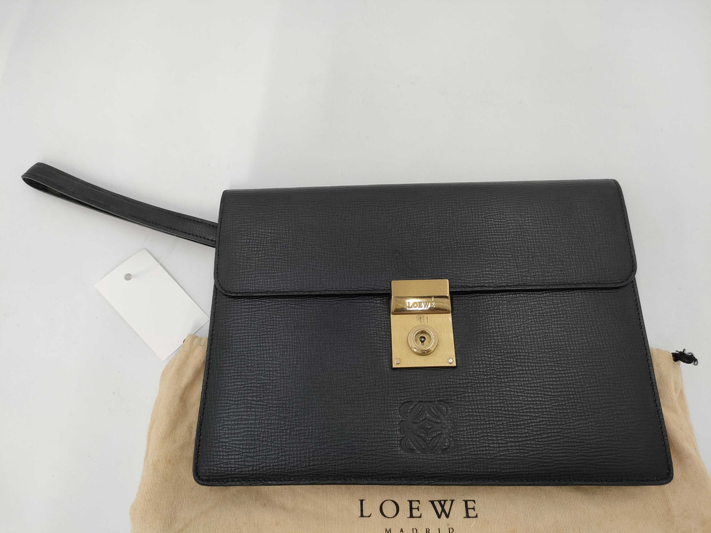 LOEWE Leather Anagram Clutch Bag Black Clutch Bag