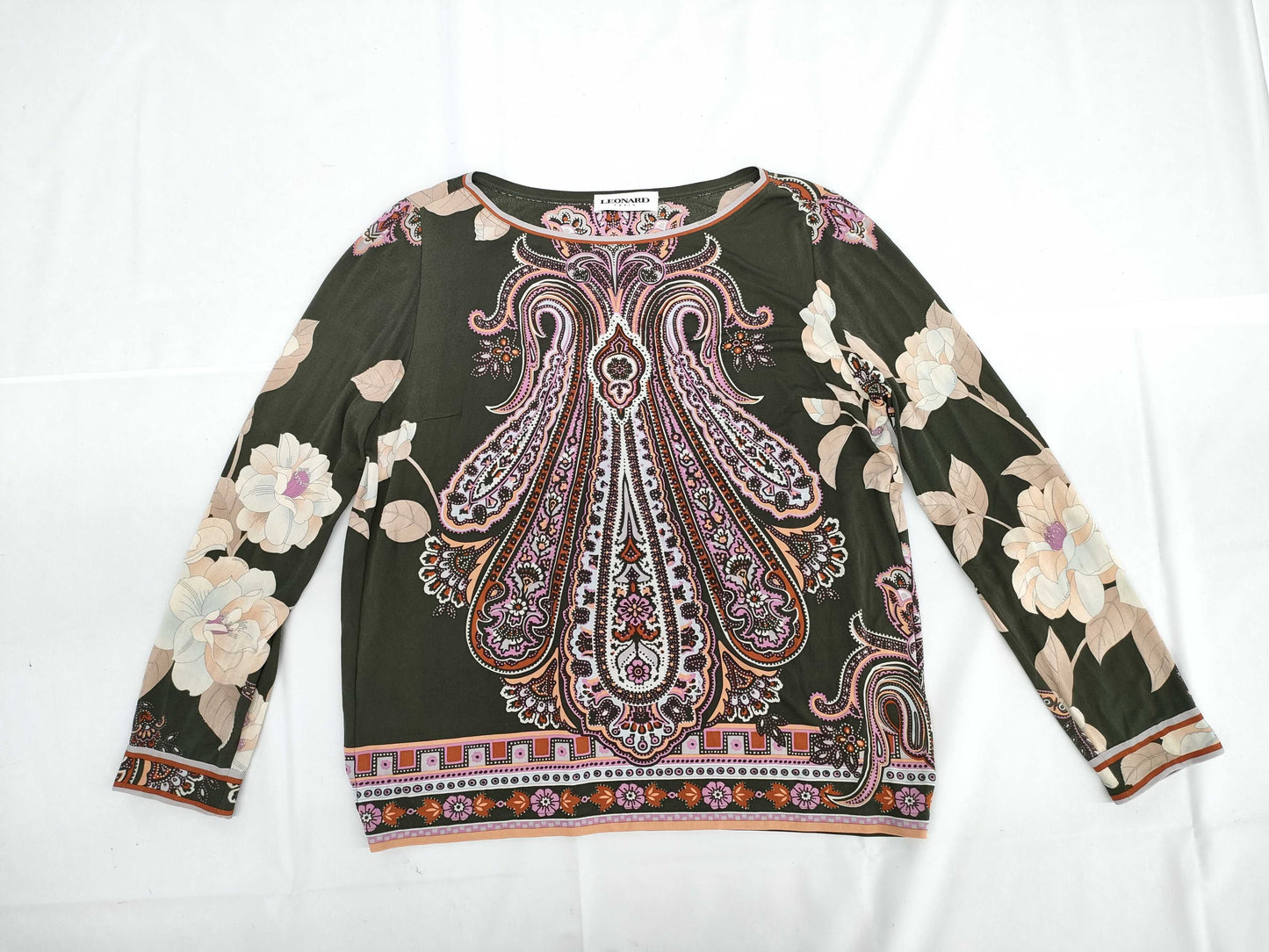 LEONARD Long Sleeve Khaki Top
