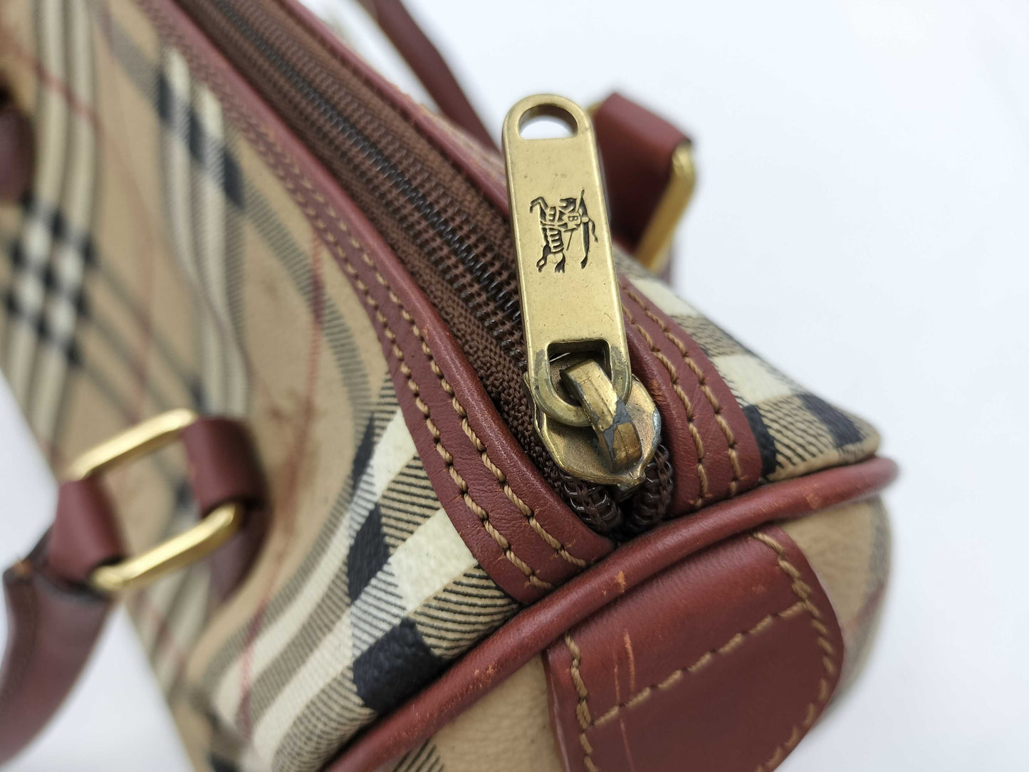 BURBERRY Nova Check PVC Handbag Mini Boston Bag