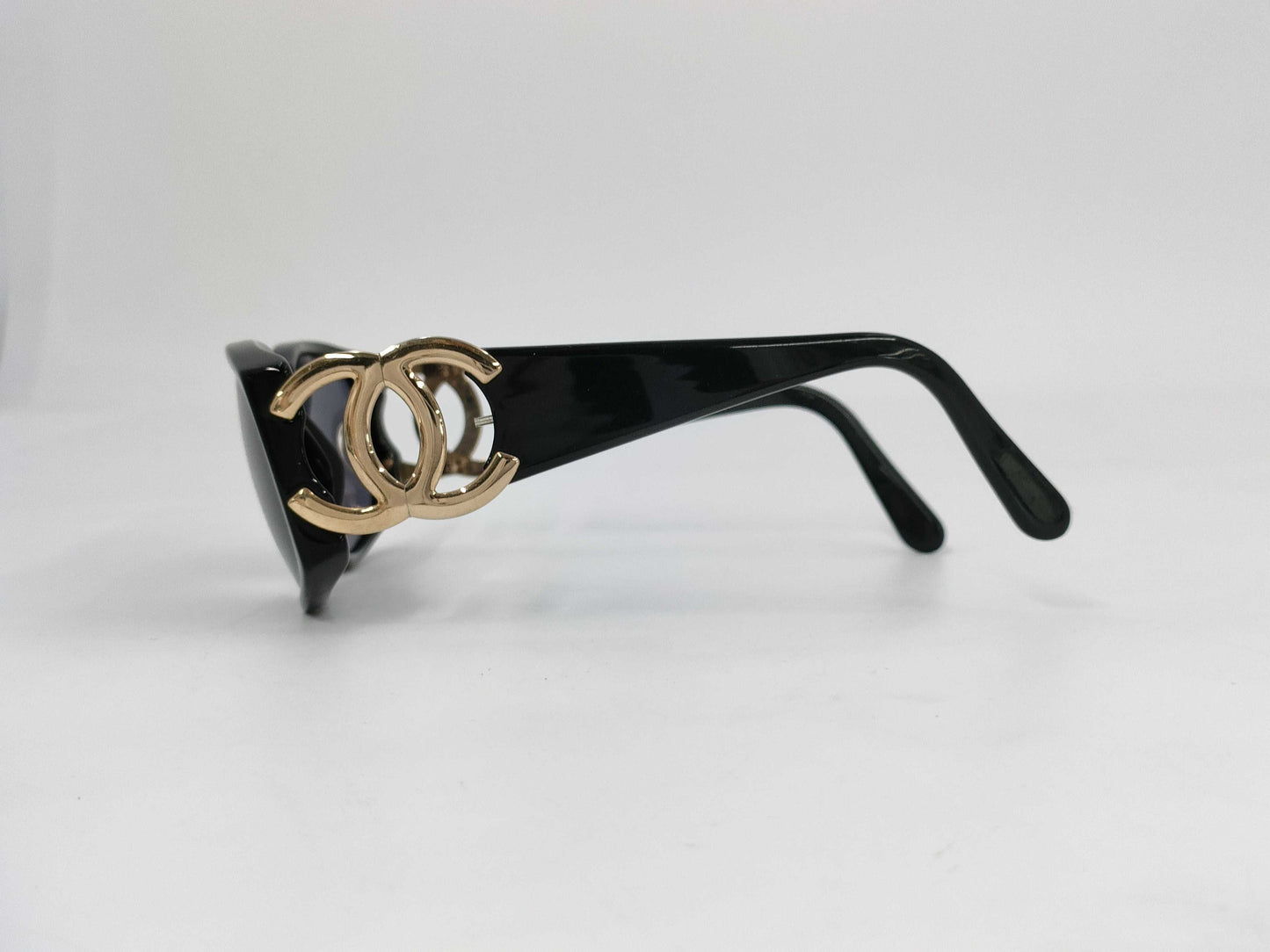 CHANEL 02461 94305 Black x Gold Sunglasses