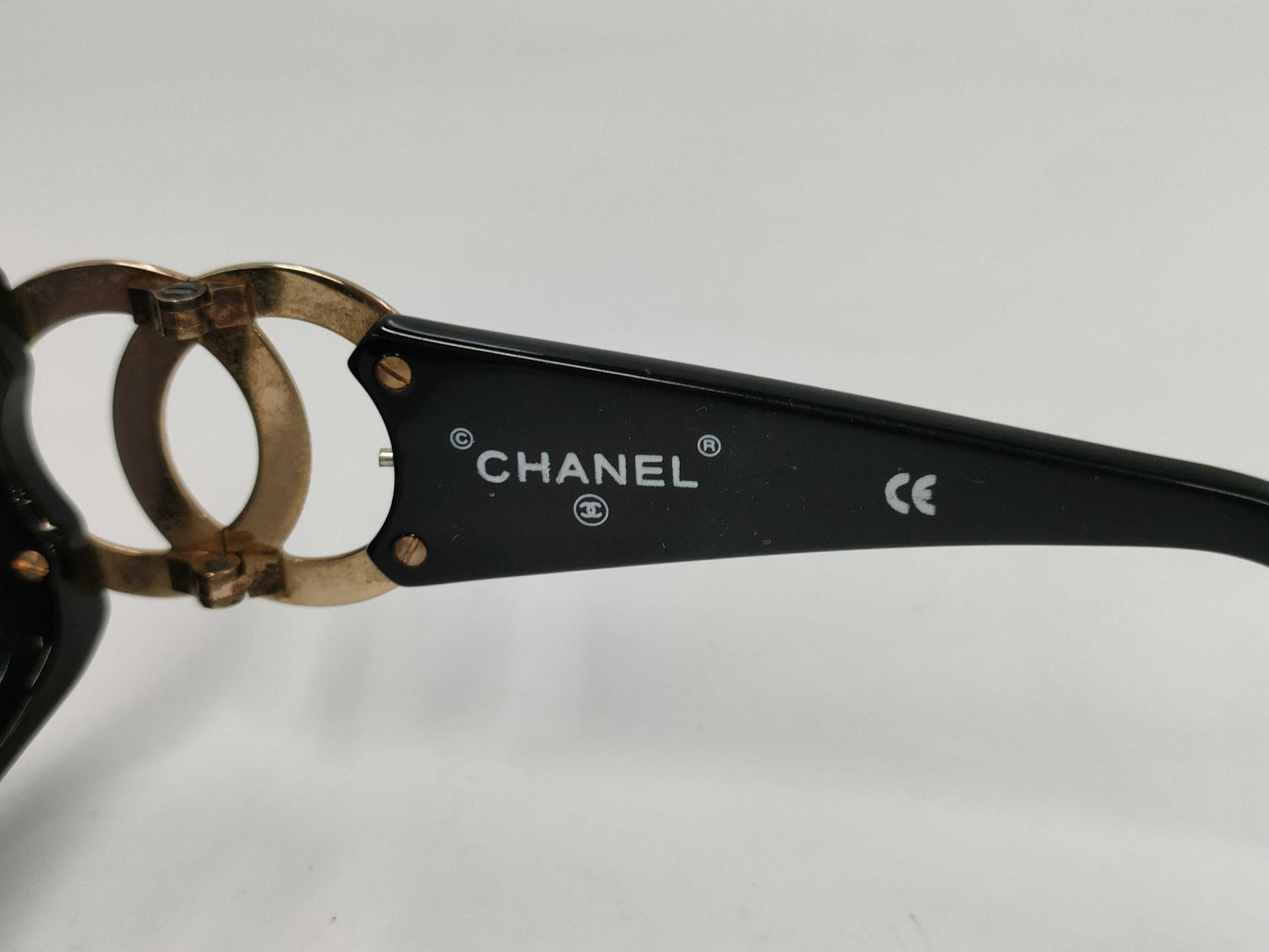 CHANEL 02461 94305 Black x Gold Sunglasses