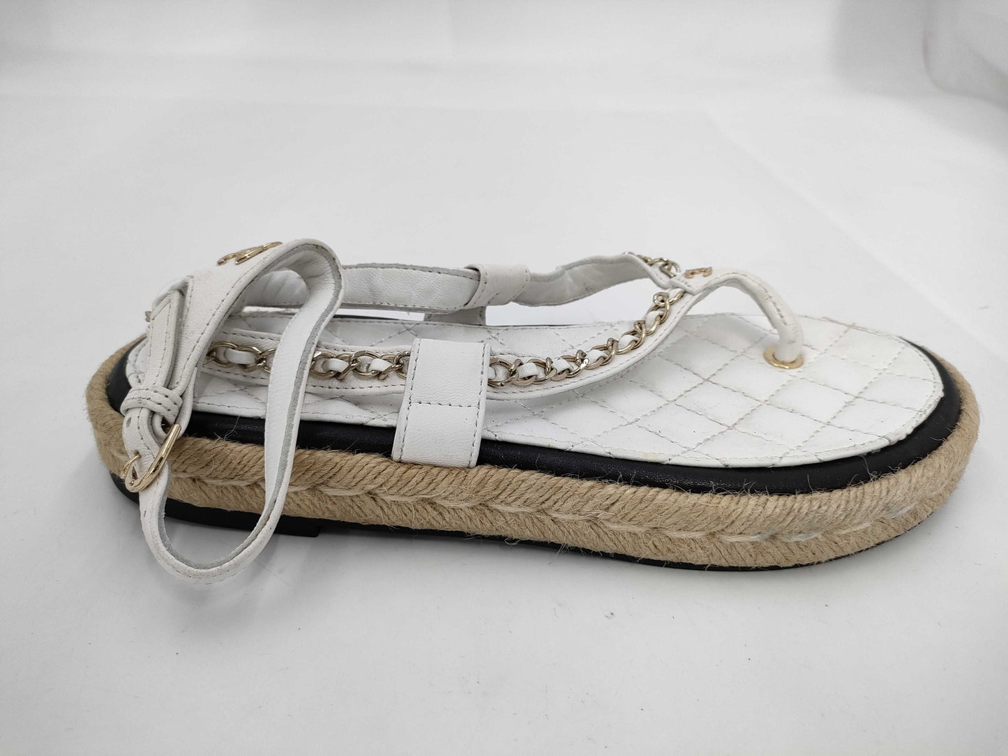 CHANEL Chain Sandals White Coco Sandals
