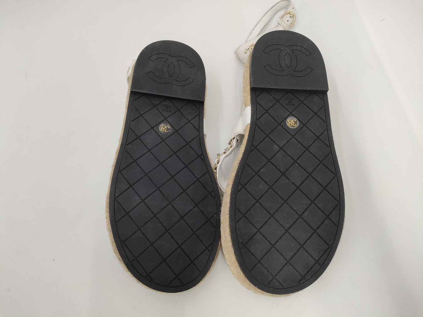 CHANEL Chain Sandals White Coco Sandals