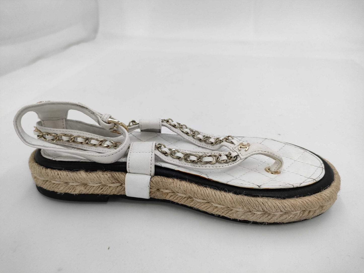 CHANEL Chain Sandals White Coco Sandals