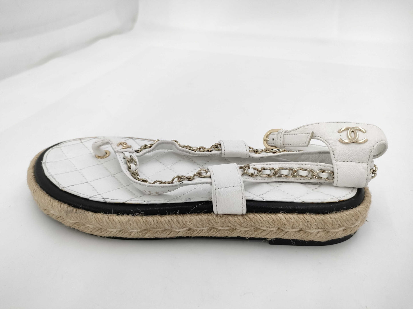 CHANEL Chain Sandals White Coco Sandals