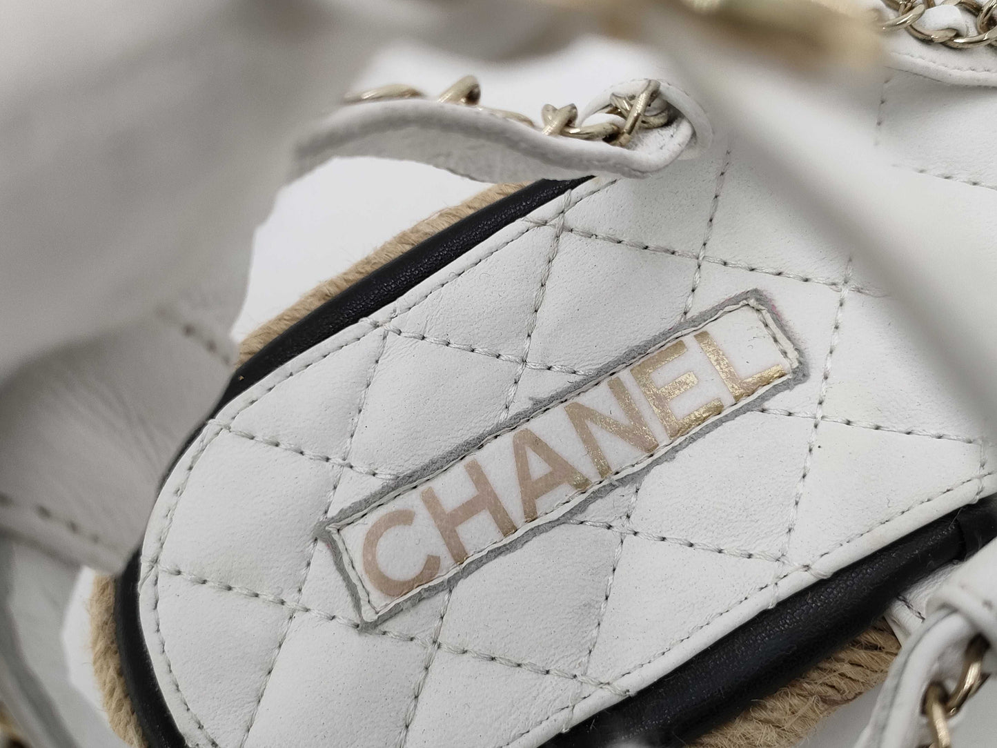 CHANEL Chain Sandals White Coco Sandals