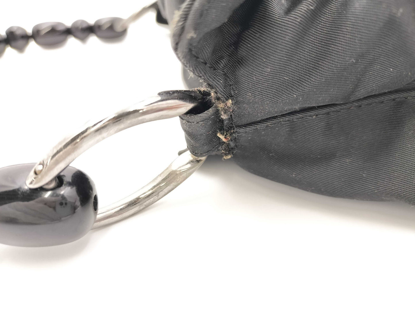Dior Maris Pearl/Nylon/Black/Plastic Handbag