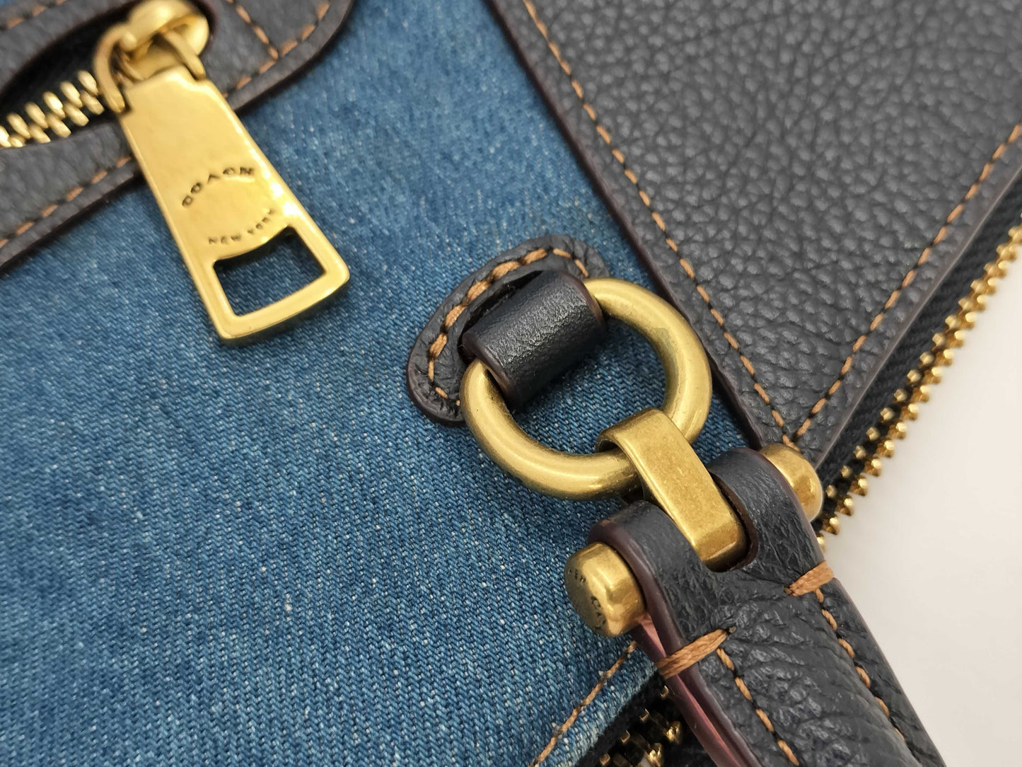 COACH 28900 Denim x Leather 2-Way Handbag